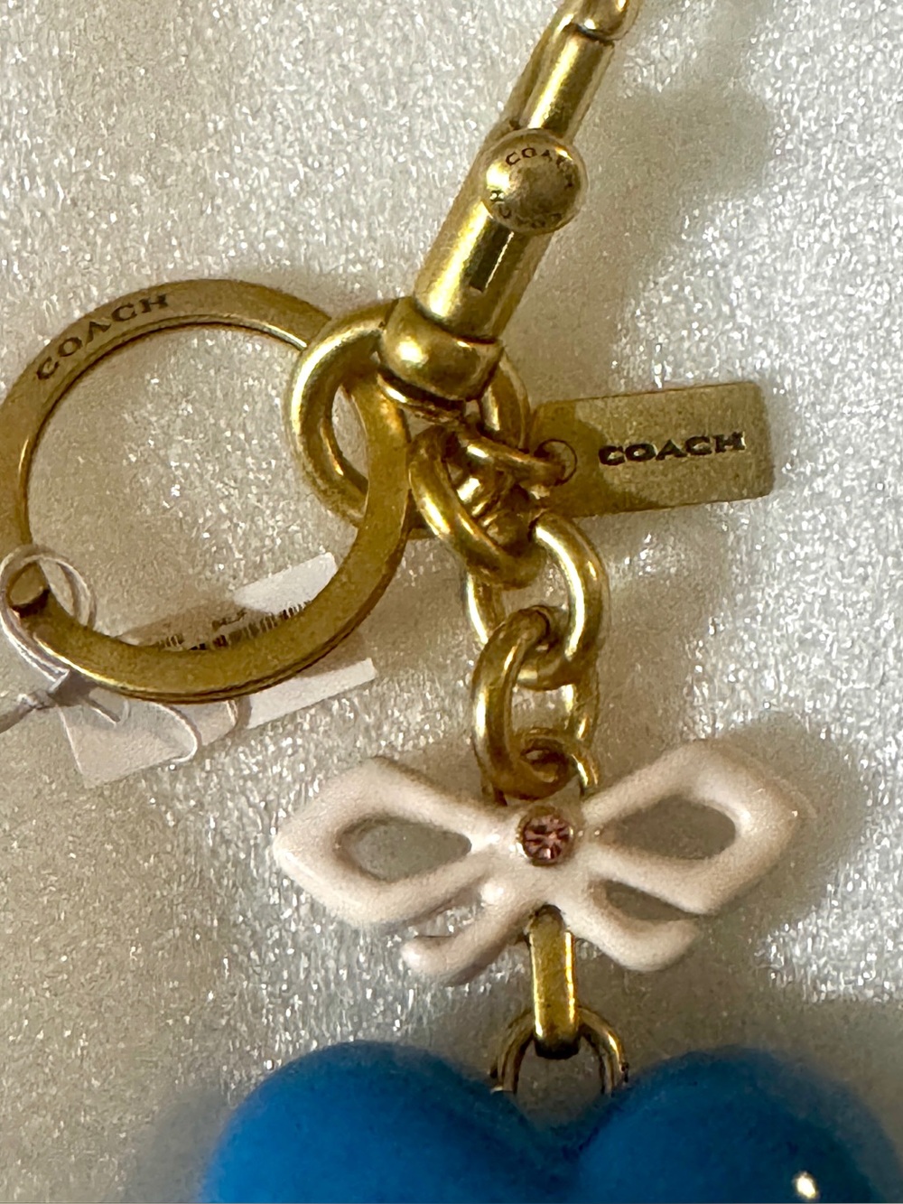 Coach Blue Heart Bag Charm. #CBH12 - Picture 3 of 13